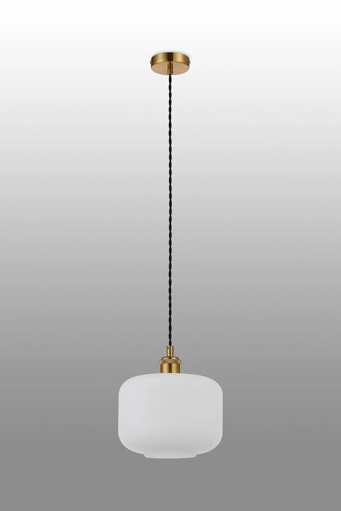 Cawdor Single Pendant, 1 Light E27, Gilt Bronze/Black/Opal Pumpkin Glass DK1141  Deco Cawdor